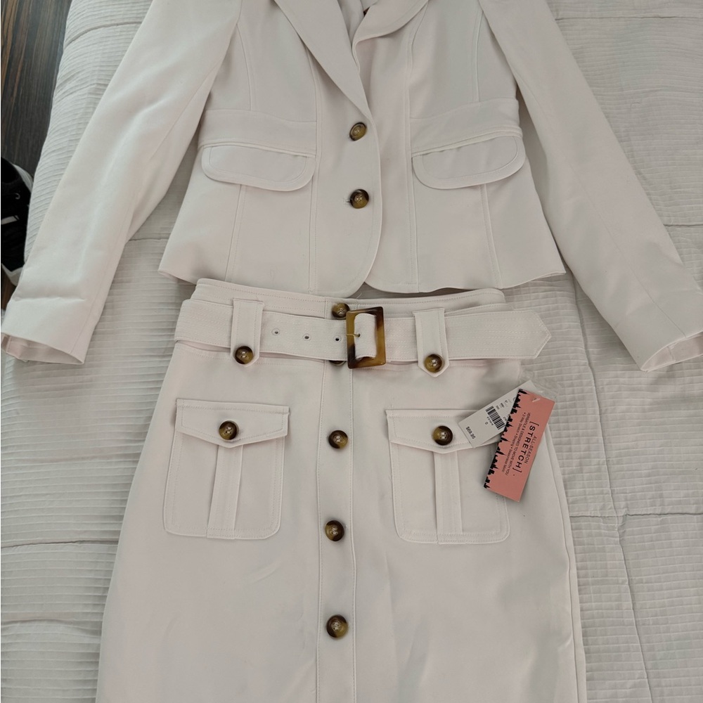 New York & Company white Blazer and Skirt Set